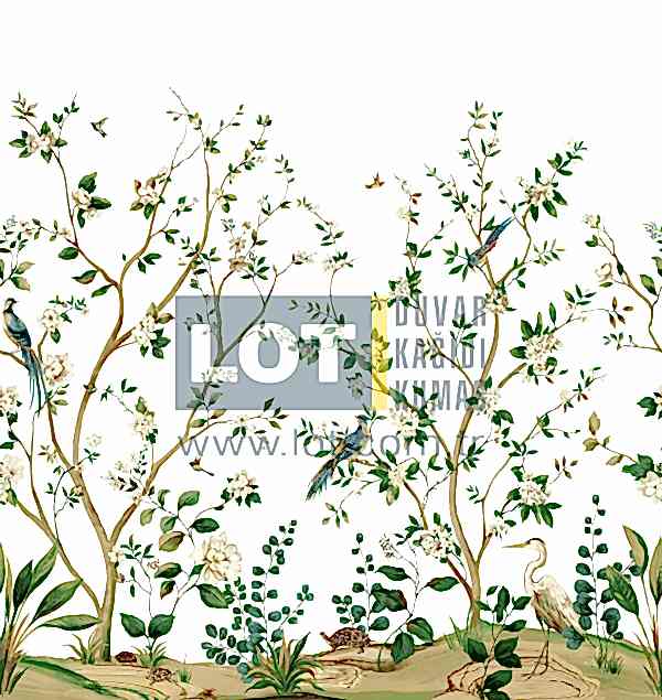 Heron Botanical Mural DB31108M